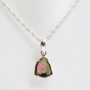 Watermelon Tourmaline pendant, Tourmaline watermelon slices, Bicolor Tourmaline pendant, 925 sterling silver, Tourmaline jewelry, Handmade