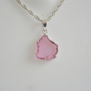 Pink Tourmaline pendant, Pink tourmaline watermelon slice jewelry, 925 sterling silver pendant, Pendant for her, Silver pendants, Minimalist