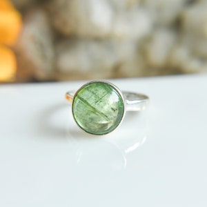 Green Tourmaline ring, Green Tourmaline cabochon, Tourmaline rings, 925 sterling silver rings, Handmade rings, Tourmaline jewelry