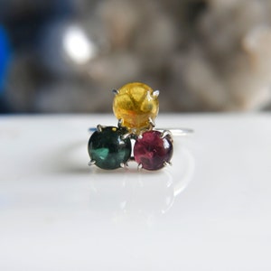 Multi stone rings, Tourmaline rings, Multi Tourmaline rings in 925 silver, Sterling silver rings, Handmade rings, Cocktail rings for all