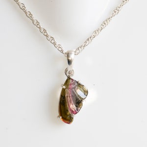 Tourmaline pendant necklace, Carved Tourmaline Pendant, Pendant for her, Unisex Pendant, 925 sterling silver pendants, Bicolor Tourmaline