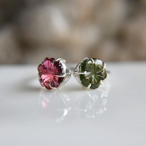 Designer rings in 925 sterling silver, Tourmaline rings for girls, Tourmaline flower rings, Floral rings, Engagement rings, Handmade rings