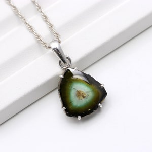 Watermelon Tourmaline pendant necklace 925 sterling silver bicolor tourmaline jewelry for women Handmade Silver jewelry Birthday gift