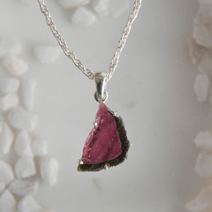 Watermelon Tourmaline pendant, Tourmaline watermelon slices, Bicolor Tourmaline pendant, 925 sterling silver, Tourmaline jewelry, Handmade