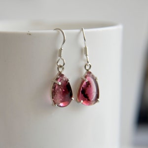 Bicolor Tourmaline earrings for girls, 925 sterling silver earrings with Tourmaline, Handmade jewelry, Gift for her, Earrings for her