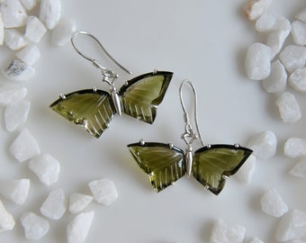 Tourmaline earrings, Butterfly earrings, Tourmaline butterfly pair, Earrings for her, Gifts for her, 925 sterling silver earrings, Handmade