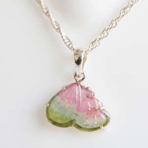 Watermelon Tourmaline pendant Fancy carving pendant 925 sterling silver Jewelry for Women Handmade Pendants Natural Gemstone Jewelry