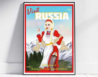 Katya Zamolodchikova Visit Russia Art Print Poster A4 Trixie Unhhhh! Drag Queen Gift World of Wonder Present Drag Race
