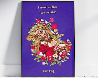 Florence and the Machine 'King' Art Print A4 Dance Fever Florence Welch Hand Embroidery