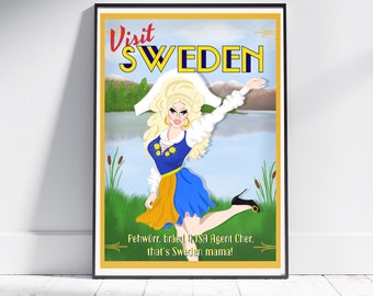 Trixie Mattel Visit Sweden Art Print Poster A4 Katya Unhhhh! Drag Queen Gift World of Wonder Present
