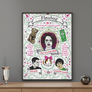 Fleabag Print Poster Art A4 A3 Embroidery Gift unique Phoebe Waller Bridge Hot Priest Present Quirky Unusual Show BBC Quote