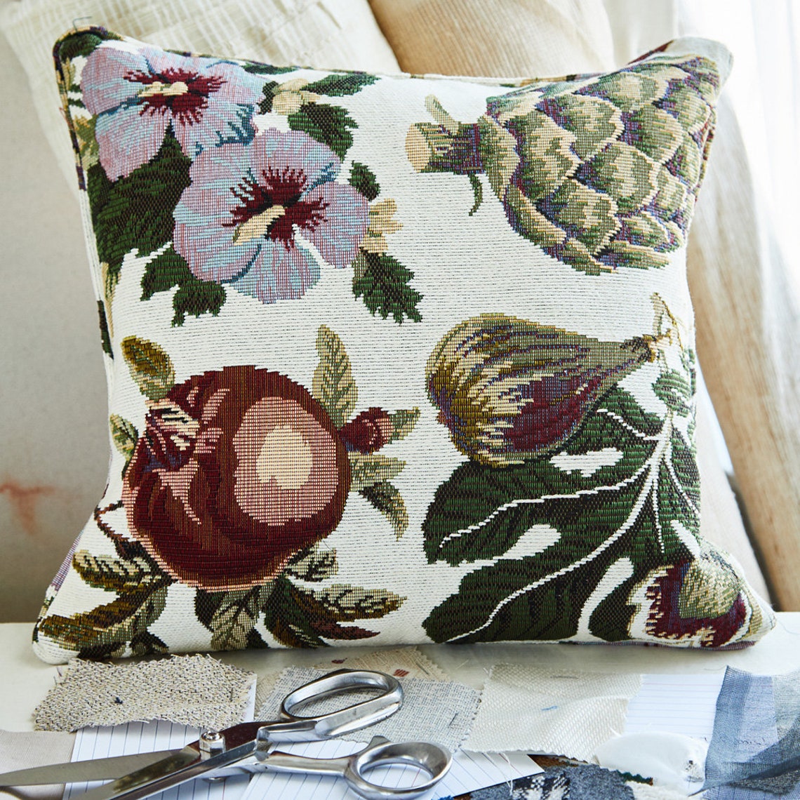 Luxury 12 X 12 Tapestry Pillow Cover Made of Vintage Fabric Etsy