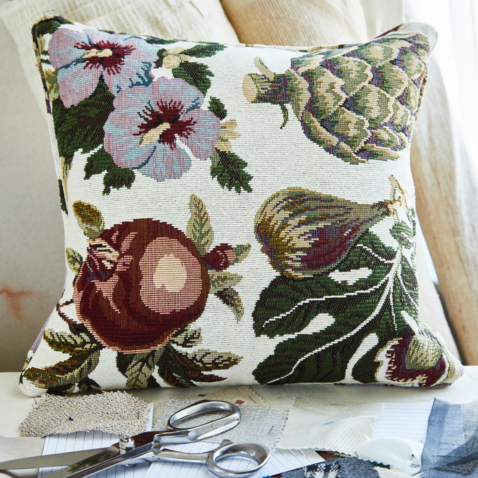 Luxury 12 X 12 Tapestry Pillow Cover Made of Vintage Fabric Etsy