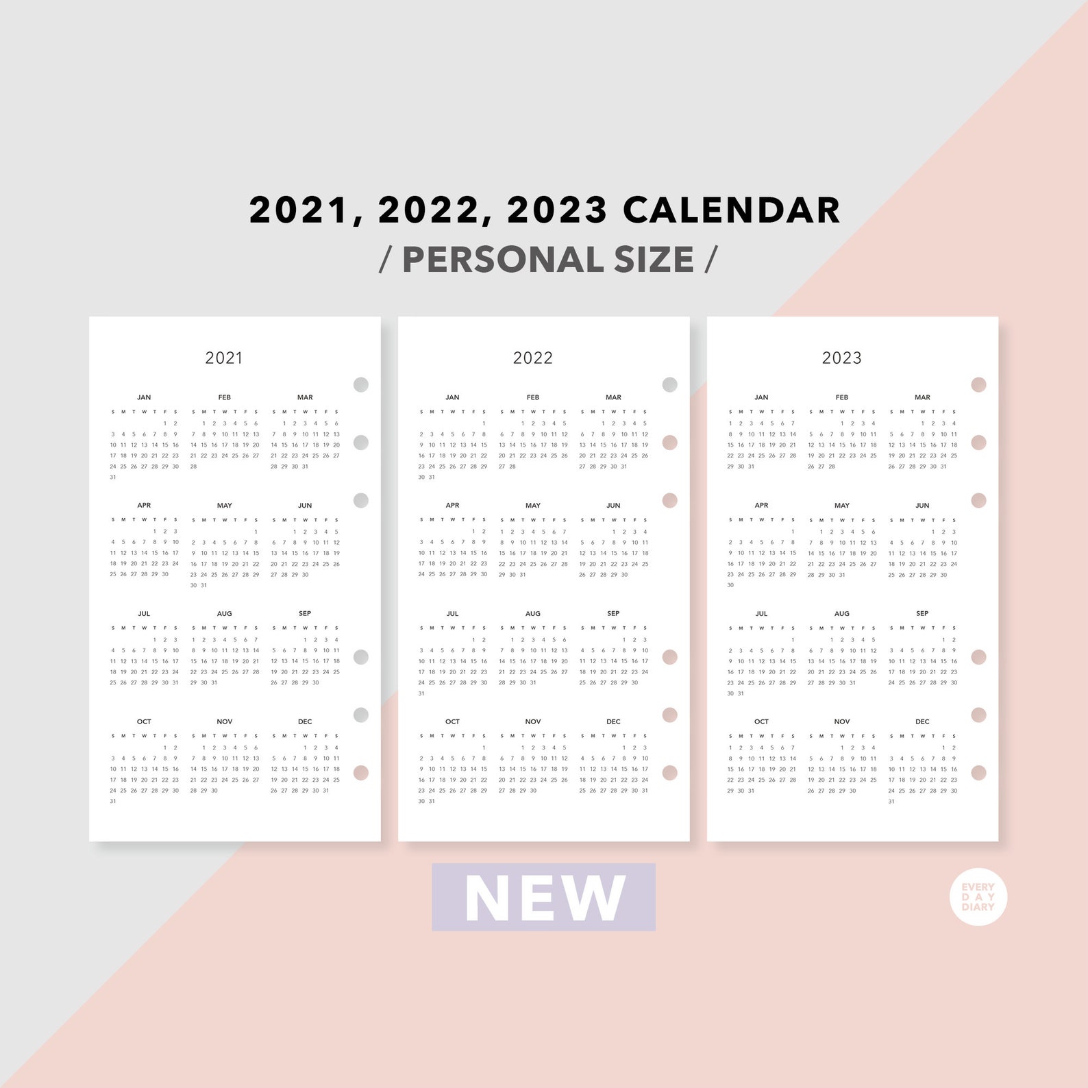 Personal Planner Inserts Calendar Printable 2021 2022 2023 | Etsy