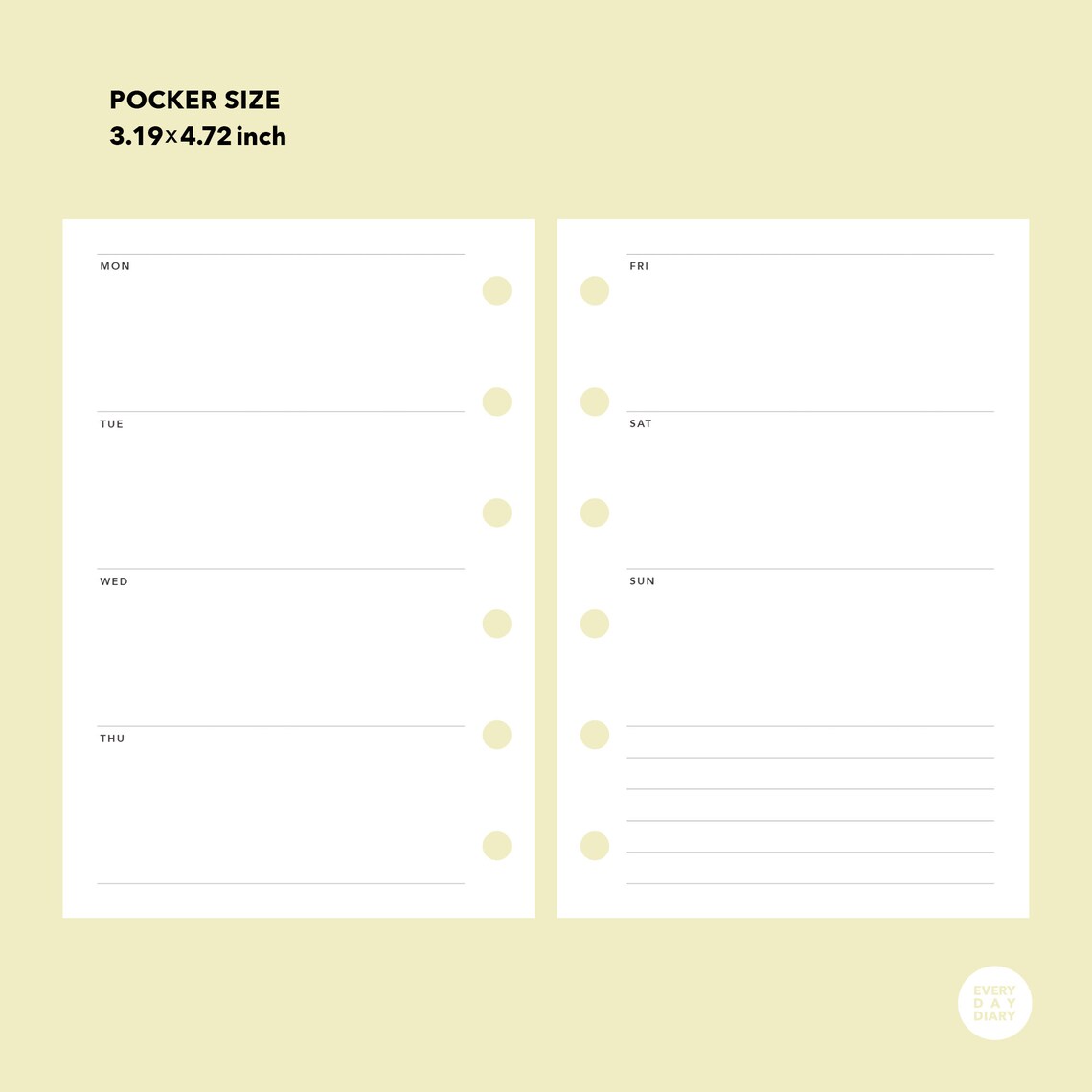 Weekly Planner Pocket Size Printable Pocket Layout Pocket | Etsy