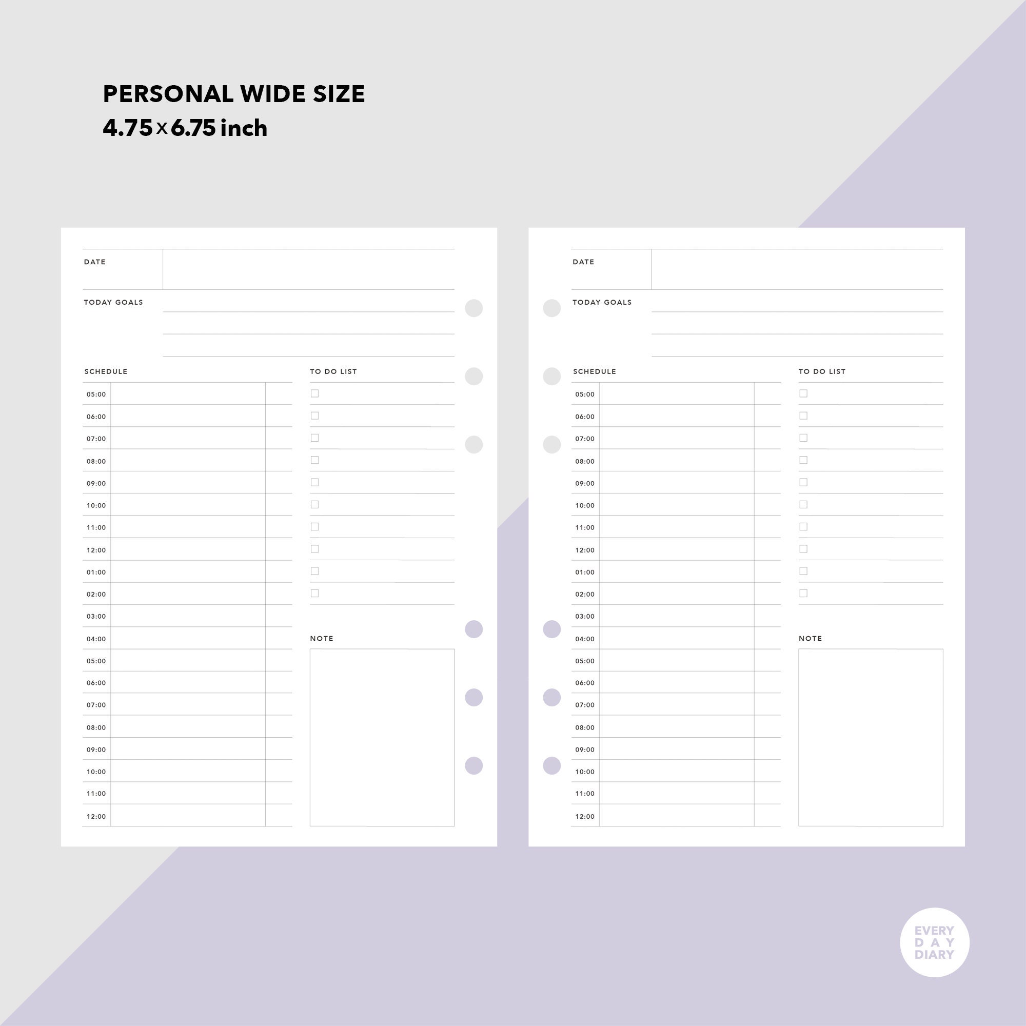 Daily Planner Personal Wide Size Printable Personal Wide Etsy
