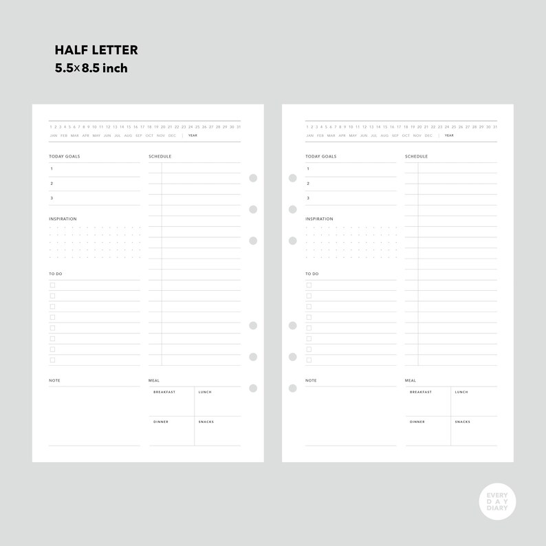 Daily Planner Half Letter Size Printable Half Letter Planner Etsy