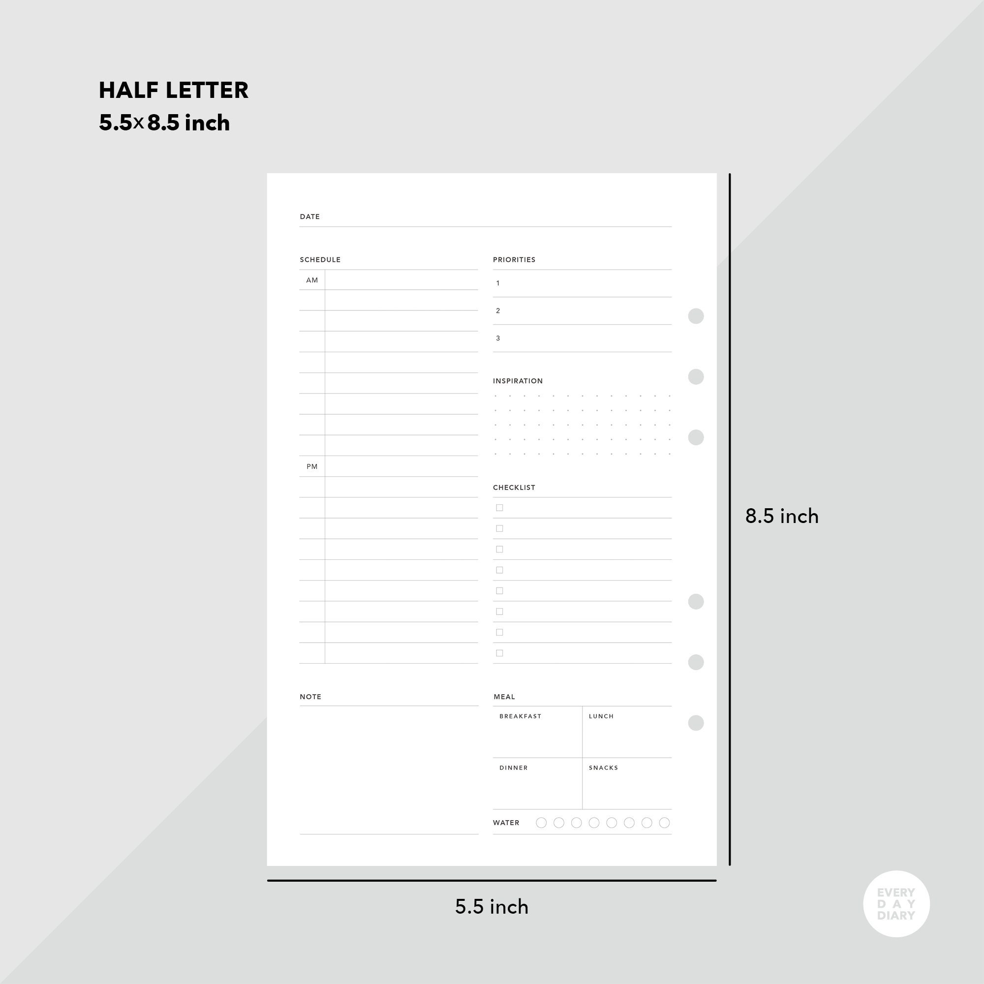 Daily Planner Half Letter Size Printable Half Letter Planner Etsy