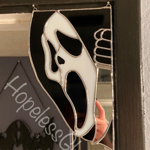 Stained glass ghostface corner hanger