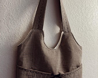 Handmade Plaid Bow Tote Bag | Tote Bag | Gifts for Her | Valentine Gifts | Market Bag | Bow Bag