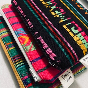 Handgefertigte mexikanische Cambaya Münzbeutel, Geldbörse, Make-up-Tasche, Münzbeutel, mexikanische Brieftasche, mexikanische Geldbörse, mexikanischer Geldbeutel, Cabaya-Stoff