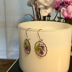 Handmade Pressed Flower Resin Drop Earrings
