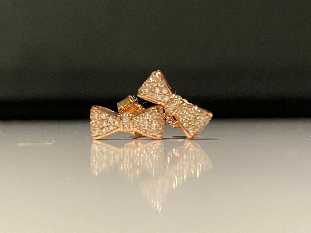 Rose gold store bow earrings