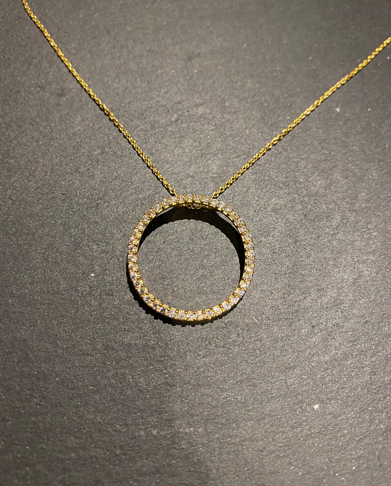 Cute studded hollow circle pendant necklace