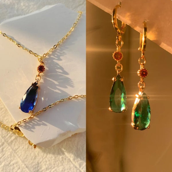 Real Slier S925,a set 14k gold crystal howl necklace howl earrings, a set howl necklace howl earrings howls moving castle