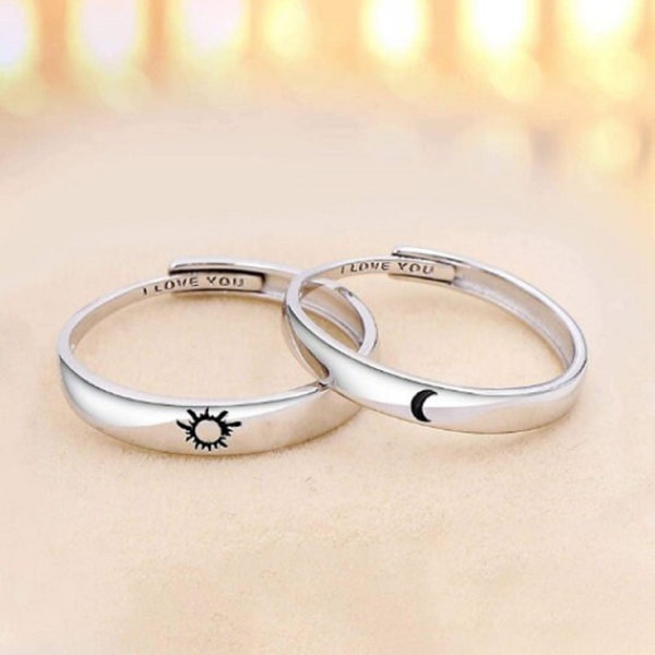 Couples Sun and Moon Ring Etsy