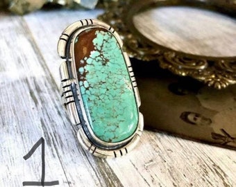 Sterling Silver Statement Turquoise Ring, Boho Ring, Silver Ring, Turquoise Ring,Tuquoise Ring, Sterling Silver Handmade Turquoise Ring,Ring