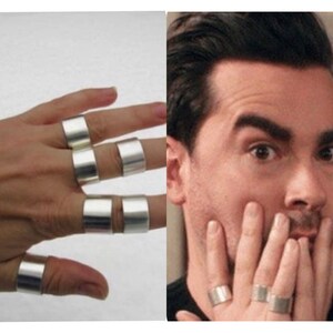 David Rose Inspired Sterling Silver Wide Band Ring Silver Cuff