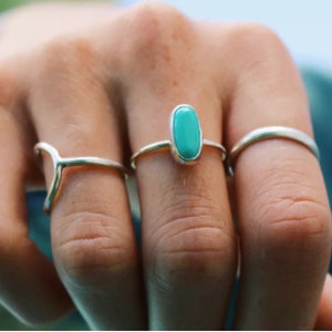 Sterling Silver Statement Turquoise Ring, Boho Ring, minimalist blue turquoise Silver Ring, Turquoise jewelry, wanderlust jewelry,