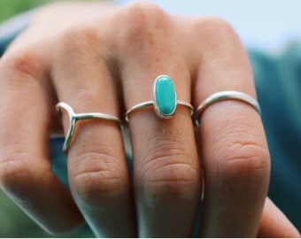 Sterling Silver Statement Turquoise Ring, Boho Ring, minimalist blue turquoise Silver Ring, Turquoise jewelry, wanderlust jewelry,