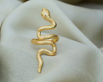 Snake ring for women, Silver snake wedding ring for her, 21st birthday gift for her, 1 year anniversary gift, 50th birthday gift