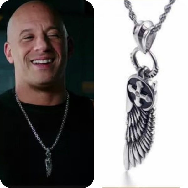 Vin Diesel Inspired Wing Necklace , Sterling Silver Ring Necklace ,Nin Diesel Cosplay Jewelry , Xander Cage Inspired Silver Wing Necklace