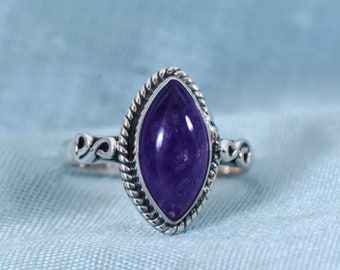 Natural Amethyst RIng , Celtic Knot Ring , Solid Silver Ring , Celtic Knot Amethyst Silver Ring , Handmade Ring , Vintage Ring , Birthstone