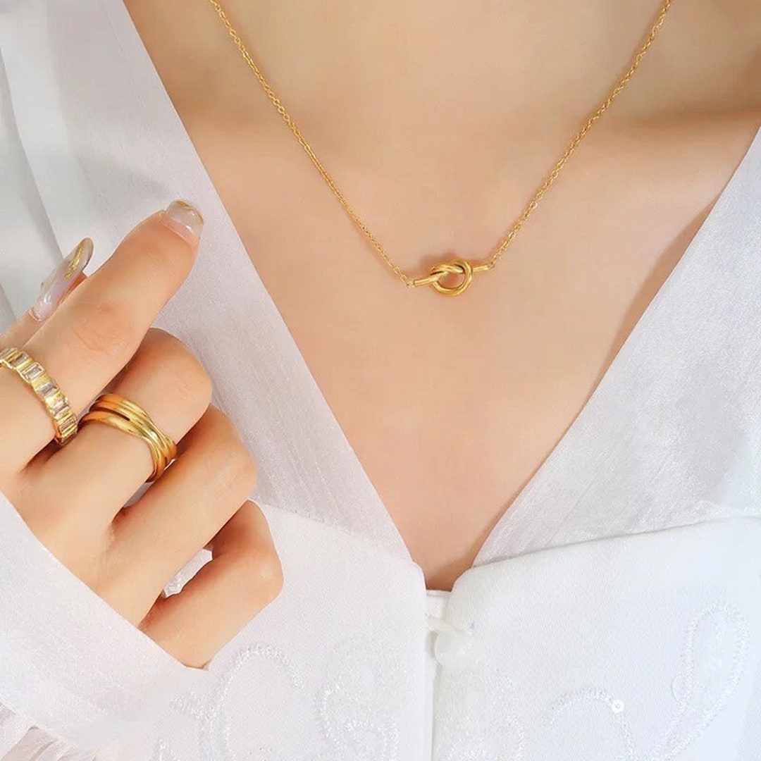 Knot Chain Necklace, Unisex Knot Necklace, Knot Snake Chain Chooker ...