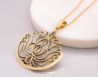 Lotus Flower Necklace, Sacred Lotus Necklace, Lotus Pendant, Silver Lotus Flower Necklace, Jewelry For Women, Gold Lotus Pendant