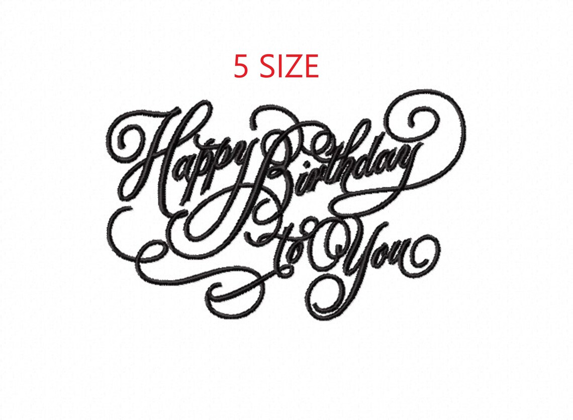 Happy Birthday Embroidery Designs Happy Birthday Calligraphy Etsy