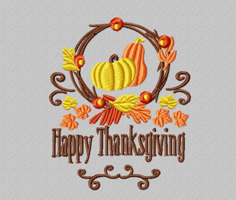 Happy thanksgiving embroidery designs thanksgiving machine  etsy Happy thanksgiving embroidery designs thanksgiving machine  etsy