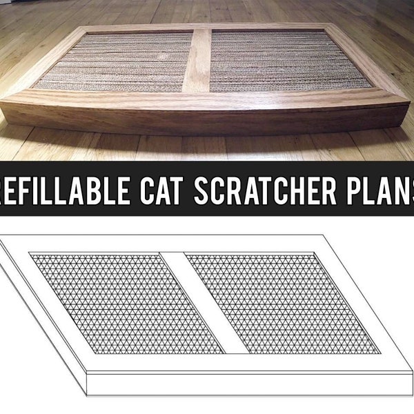Cat Scratcher Refillable Scratching Post/Pad/Board - DIY Plans /Digital Design Plans (Free Video Guide!)