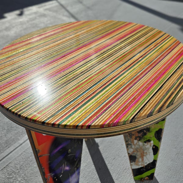 Skateboard Table Top |  DIY Stool or Wall Art (14 inch) out of Recycled Skateboards
