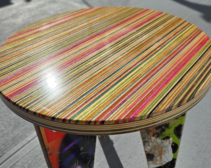 Skateboard Table Top |  DIY Stool or Wall Art (14 inch) out of Recycled Skateboards