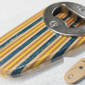 Recycled Skateboard Bottle Opener - Magnetic - Fridge Magnet Upcycled Skateboards Gift