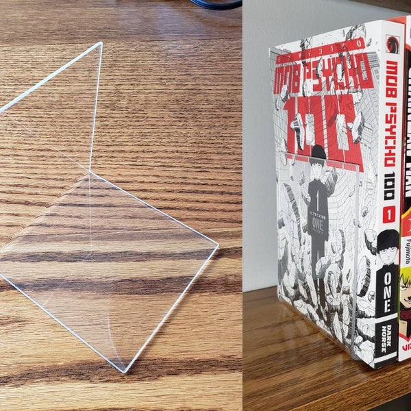 Bookends Transparent Minimalist Acrylic Book End Clear Stand to Display Books, Manga/Anime, Video Games