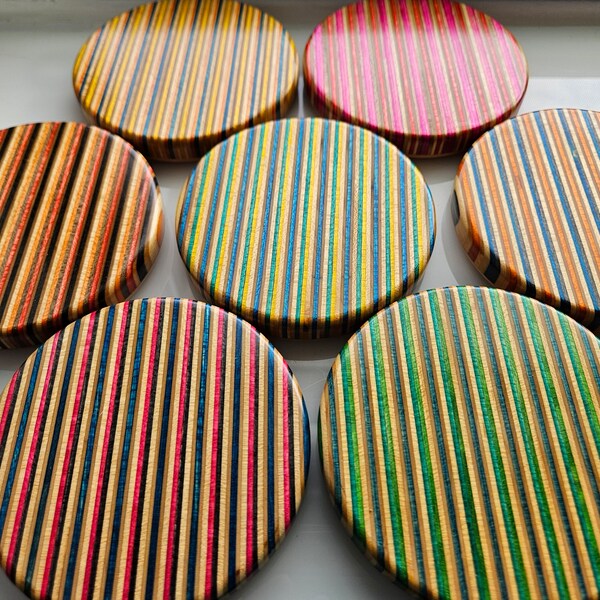 Recycled Skateboard Coasters Set of 2 | Upcycled Skateboards | Wood Minimalist Wooden Coaster Gift