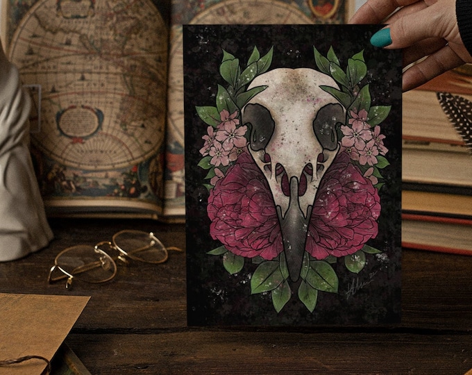 Crow Florals | 5x7 Art Print | unframed