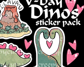 Valentines Day Dinosaurs | Vinyl Stickers | Set of 3 | Holiday Pack