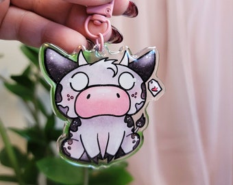 Cute Cow | Glitter Acrylic Keychain | Farm Animal | Double Sided